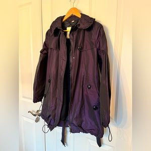 Burberry raincoat, purple, removable hood. US size 6, UK size 8.